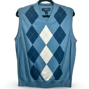 Club Room Argyle Sweater Vest Size Large Golf Pattern Diamond Preppy Eclectic